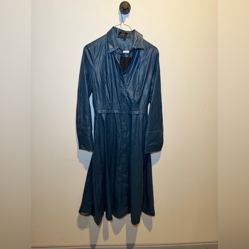 Hilton Hollis Long Sleeve Blue‎ Leather Dress